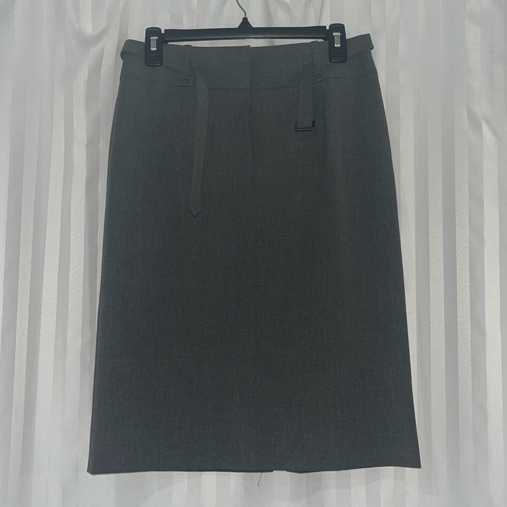 Talbots Charcoal Pencil Skirt with Belt and Slit In Back